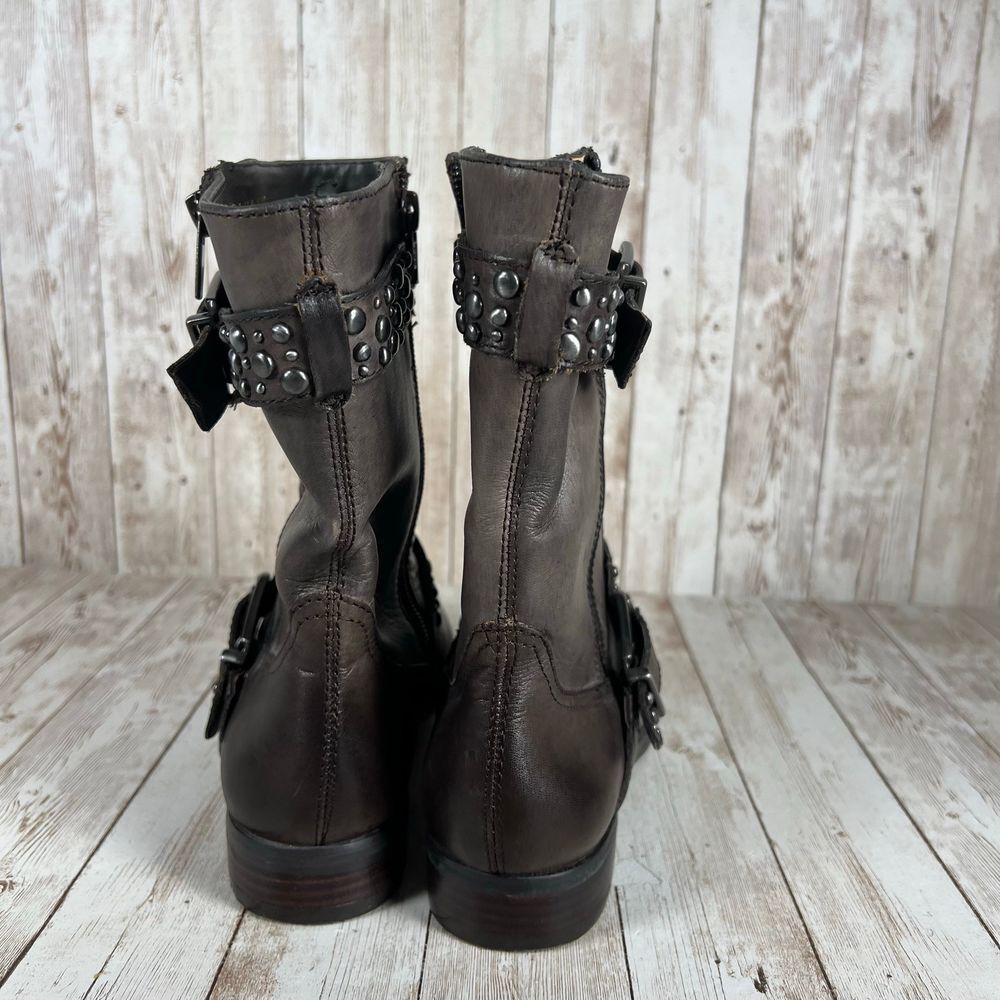 Arturo Chiang Studded Gray Ankle Boots - Picture 3 of 8